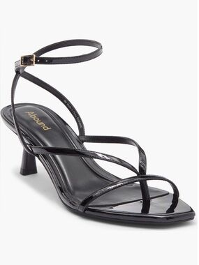 NWT…Abound Black Patent Strappy Ankle‑Buckle Sandals